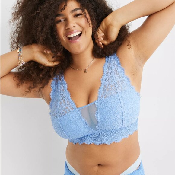 Aerie Eyelash Lace Padded Plunge Bralette– Size XL - Picture 1 of 8